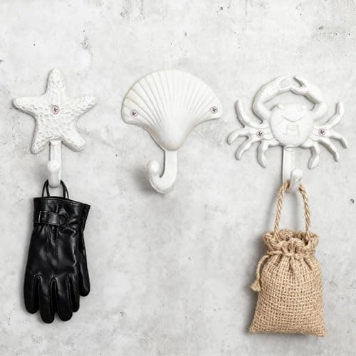 LB-LAIBA Crab Shell Starfish Coat Hooks, Beach Marine Style Wall Hooks Coat Hooks for Towel, Key, Robe, Coats, Scarf, Bag, Cap, Coffee Cup, Mugs Nautical Coat Hook Ocean Décor 3 Pieces thumbnail 8