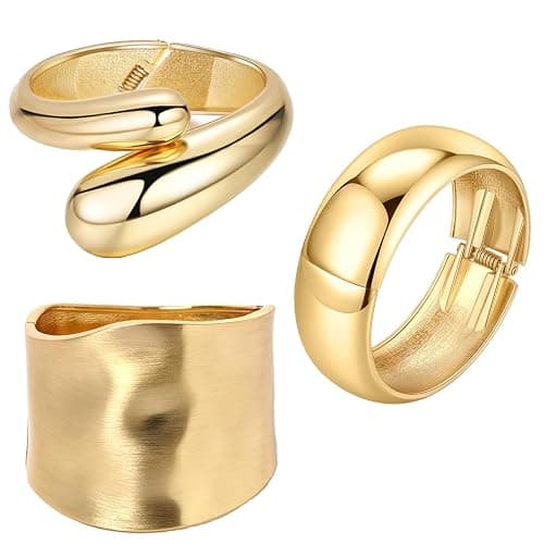 Svovin 1-3PCS Cuff Bracelets for Women Wide Bangle Bracelet Trendy Chunky Bangle Bracelets Irregular Statement Wrist Cuff Wrap Bracelet - Image 1