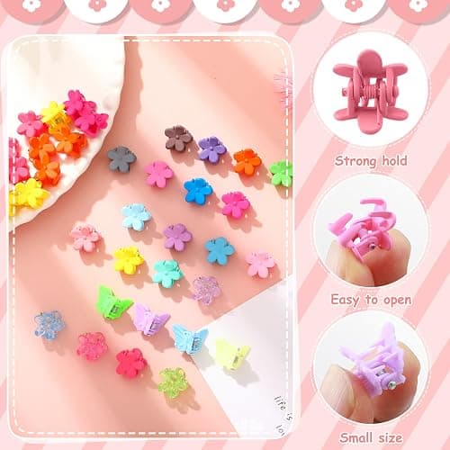 112 Pcs Baby Hair Clips - 28 Color Mini Flower and Butterfly Clips for Girls, Toddlers - Small Claw Clips With Organizer Box - Cute Hair Accessories - Multicolor thumbnail 4