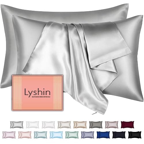 Mulberry Silk Pillow Cases 2 Pack Standard Size 20x26 Inches with Hidden Zipper, Ultra Smooth and Soft Breathable Cooling Silk Satin Pillowcase Set of 2, Better for Hair and Skin, Gifts for Women Men - Image 1