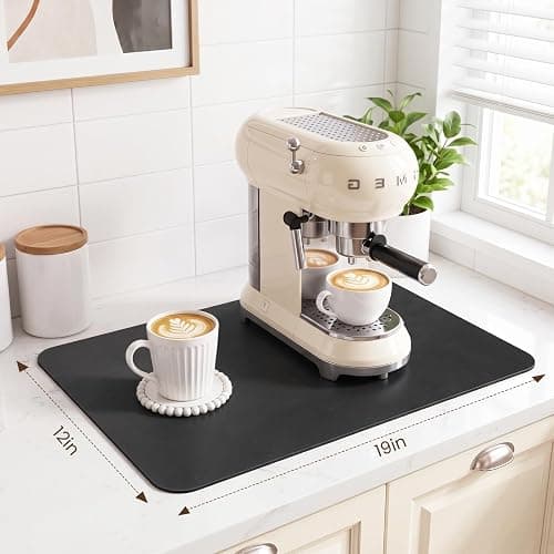 Coffee Mat Super Absorbent Dish Drying Mat Coffee Bar Mat 12"x 19", Black | Match with Coffee Machine Accessories Large Drying Mats for Kitchen Counter thumbnail 2