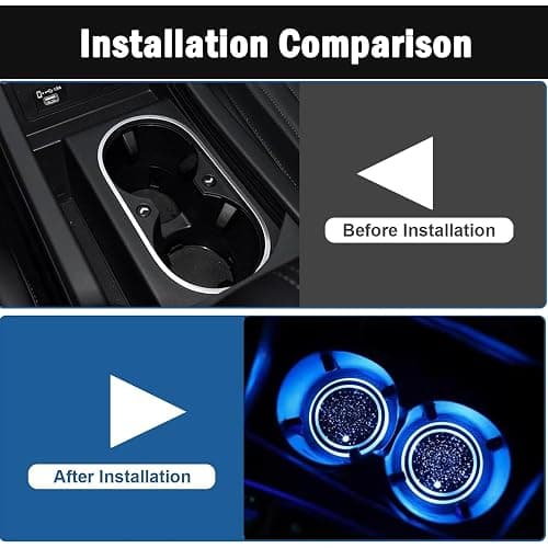 2PCS LED Car Cup Holder Lights, Light up Car Coasters for Cup Holders | 7 Colors Changing USB Charging Mat Waterproof Cup Pad, Car Gifts for Men & Women thumbnail 3