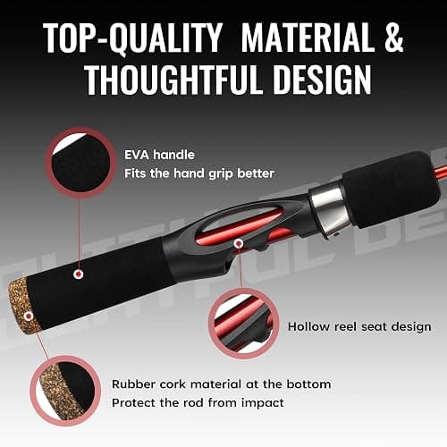 WIDDEN Ice Fishing Rod and Reel Combo, 27" Medium Light Spinning Ice Fishing Pole, Gear with Tackle Box Kit, Line, Lures for Saltwater, Freshwater Trout, Bass, Walleye thumbnail 3