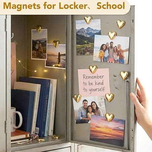 BESARME 18PCS Fridge Magnets, Gold Refrigerator Magnets, Small Cute Heart-Shaped Fridge Decor, Locker Magnets for Home, Kitchen, School, Office, Whiteboard thumbnail 4