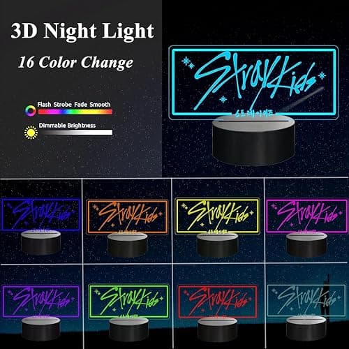 Music Merch, 3D Night Light - 16 Colors Adjustable Night Light with Remote, Dim, Fans Gifts for Christmas Birthday Boys Girls - Red R1 thumbnail 2