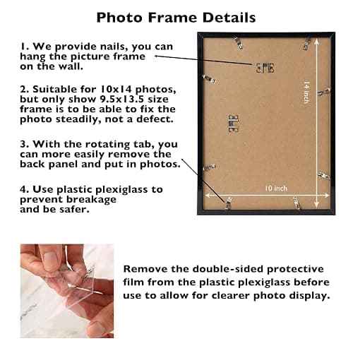 10x14 Picture Frame Set of 3 Black for 30 x 40cm Diamond Painting Art, Wall Mounting Horizontally or Vertically, 10 x 14 Wall Gallery Poster Photo Frame with Durable Shatter Resistant Plexiglass,3 thumbnail 5