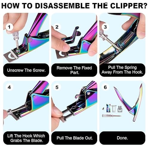 Chameleon Premium Adjustable Nail Clippers with Magnets Sizers for Acrylic Nails, Stainless Steel Nail Cutter Trimmer for Artificial Fake False Tips Manicure Sharp Blade Clip Tool for Salon Beauty thumbnail 6