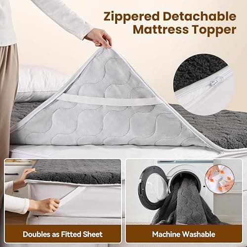 Bearhug Multi-Zone Electric Heated Mattress Pad Queen Size, Dual Control Bed Warmer with Memory & 11 Heat Level, 1-9H Auto Off, Individual Body &Feet Settings, Deep Pocket ETL Certified, Machine Wash thumbnail 6
