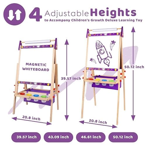 Joyooss Art Easel for Kids Easel for Toddlers,Adjustable Standing Wooden Toddler Easels Kid Whiteboard & Chalk Board Kids Dry Erase Board,Art Easel for Kid Age 2-4 4-8 9-12 Drawing Easels thumbnail 3