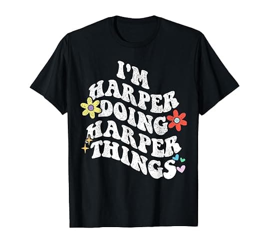 Retro Groovy Im HARPER Doing HARPER Things Funny Mother's T-Shirt - Men - Burgundy - 3X-Large - Image 1