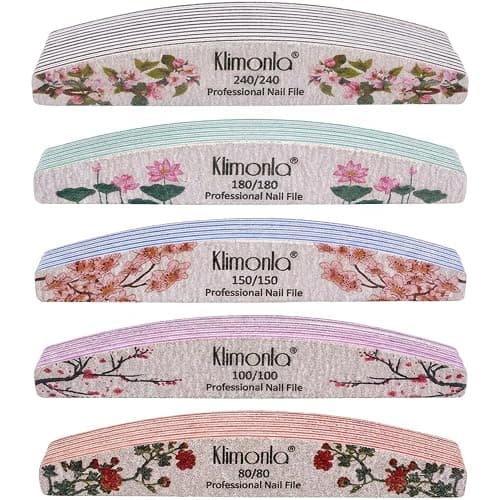 25PCS Floral Professional Nail Files 80/100/150/180/240 Grit, Emery Boards Nail Files for Natural Nails and Acrylic Nails, Double Sided Emory Boards limas para unas acrilicas Reusable Manicure Tools - Image 1