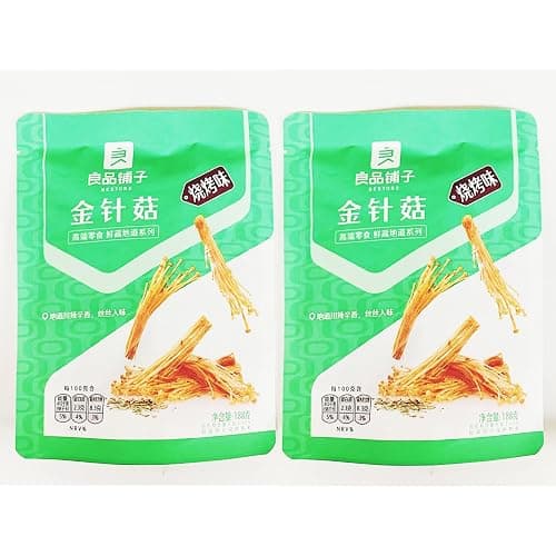 Mushrooms Snack,Golden Needle Mushrooms Snack, B.B.Q Enoki,Grilled Flavor, 188g, Pack of 2 - Image 1