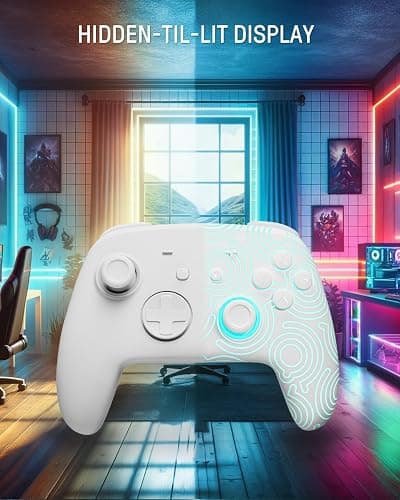 PALPOW Switch 2 Pro Controller, Wireless Switch Controller Compatible with Switch 2/OLED/Lite, Firefly LED Bluetooth Gamepad with Hall Effect/7 RGB Colors/Back Buttons/Turbo/Motion Control - White thumbnail 2