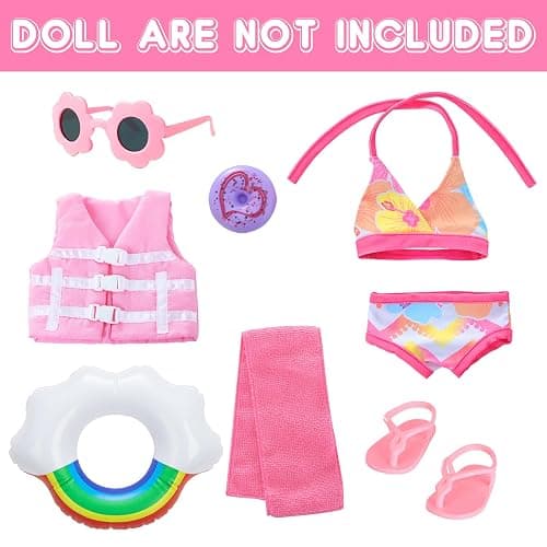 labooboo 18 Inch Girl Doll Clothes and Accessories Swimming Poor Play Set Fit 18 inch Girl Dolls ,Including Swimwear Shoes Sunglasses Swimming Ring Towel etc. thumbnail 3