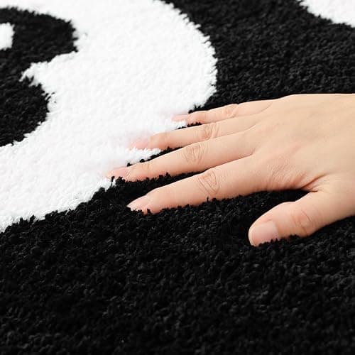 Panstar 24" Black and White 8 Ball Area Rug, Non Slip, Machine Washable, Y2K Room Decor thumbnail 4