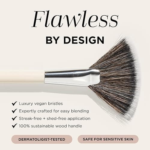 HALEYS Fan Makeup Brush – Soft Vegan Fluffy Face Brush for Applying Highlighter, Bronzer & Finishing Powder, Precise, Luminous Blending Tool, Cruelty-Free thumbnail 4