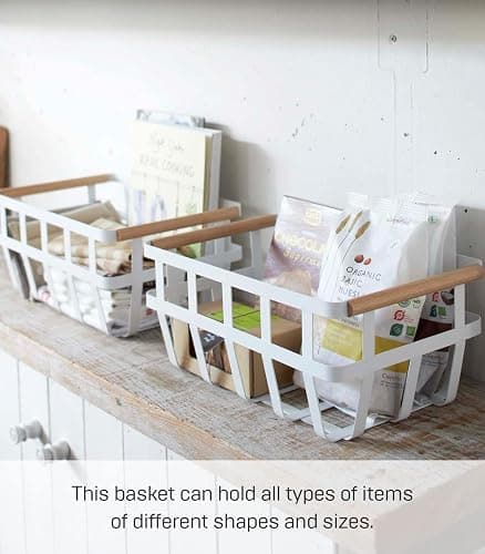 YAMAZAKI home 2507 Storage Basket-Dual Handle Organizer, One Size, White thumbnail 5