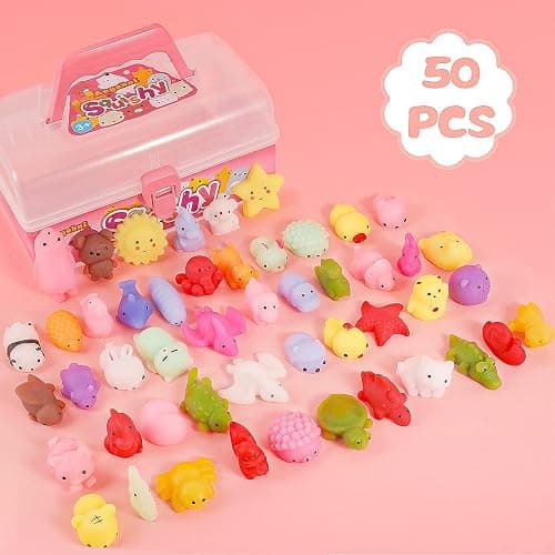 Aeyohni Fidget Toys 50pcs for Kids Party Favors Mochi Squishy Toy Bulk Birthday Gift Stress Relief Kawaii Mini Squishy Animals Classroom Prizes School Gift Easter Valentine's Day thumbnail 3
