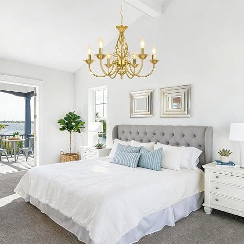 VerRon 6-Light Farmhouse Candle Chandelier for Dining Room, Luxury Gold | Vintage Ceiling Hanging Lamp, Rustic Industrial Pendant Ceiling Light Fixture for Living Room Bedroom Kitchen, E12 Socket thumbnail 7
