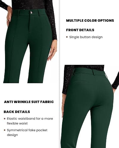 FUNYYZO Dress Work Pants Women's Stretchy Bootcut Leg Button Slacks Trousers with Pockets Casual Outfits thumbnail 3