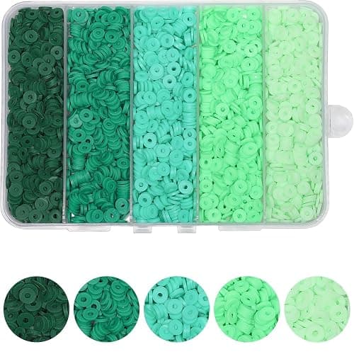 THRELE 3500pcs Green Clay Beads for Bracelets Making 6mm Heishi Beads Polymer Flat Round Disc Clay for Jewelry Making Green Bead Crafts - Image 1