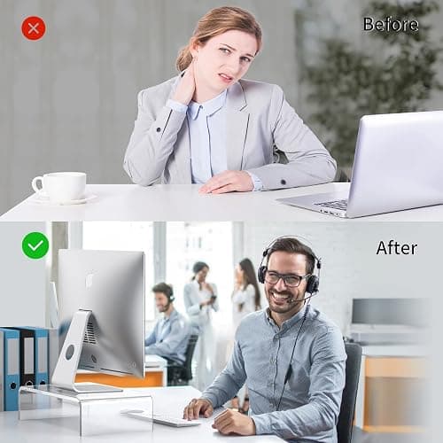 Beimu Acrylic Monitor Stand Riser Acrylic Laptop Stand for Desk Clear Computer Monitor Stand for Desk Accessories White Aesthetic Decorations for Office Home iMac Organizer thumbnail 5