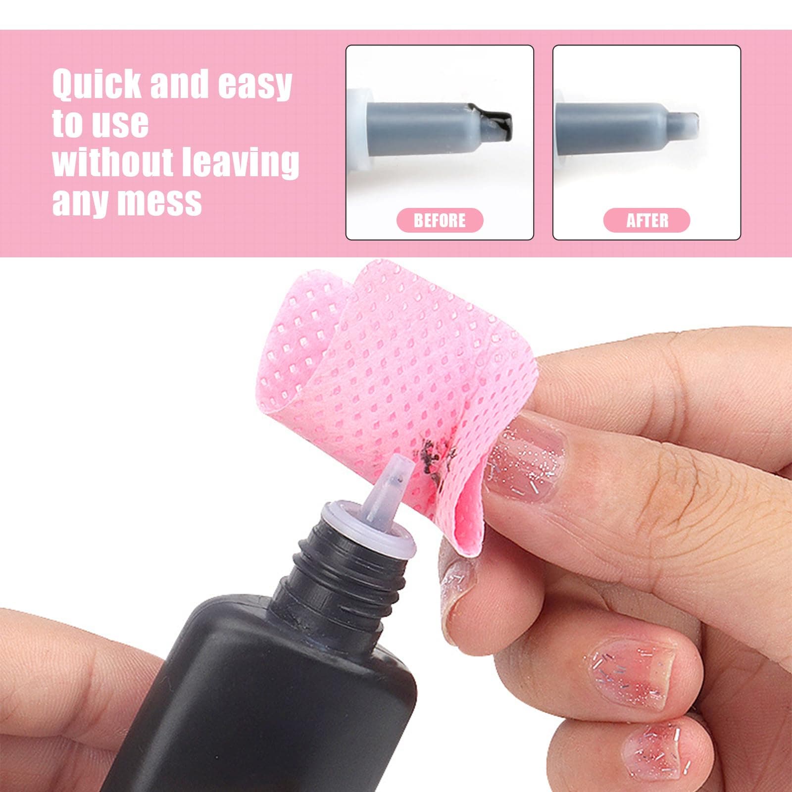 300 Lint Free Wipes for Gel Polish, UV Gel Polish, Absorbent Removal Wipes for Manicure and DIY Nail Art (Pink) thumbnail 4