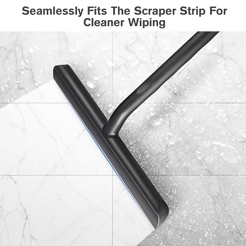 Vinabo Silicone Squeegee Shower Cleaner with Hook, Black Shower Scraper for Bathroom, Kitchen, Car, Window and Glass Cleaning thumbnail 6
