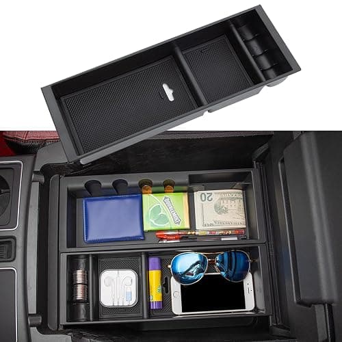 JDMCAR Center Console Organizer Compatible with Ford F150 Accessories 2024 2023 2022 2021,Center Console tray for F-150 Interior Accessories, Matte Black -(Full Console w/Bucket Seats ONLY) - Image 1
