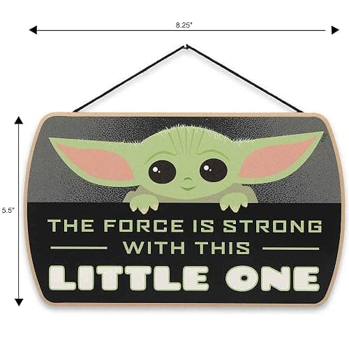 Disney Star Wars: The Mandalorian Baby Yoda Force is Strong With This Little One Hanging Wood Wall Decor - Grogu, The Child thumbnail 3