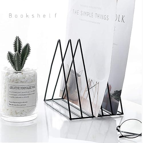 QPEY Triangle File Holder,5 Slot Metal Vinyl Record Stand Holder Magazine Newspaper Holder Photography Props for Office Home 1 Pc (black) thumbnail 4