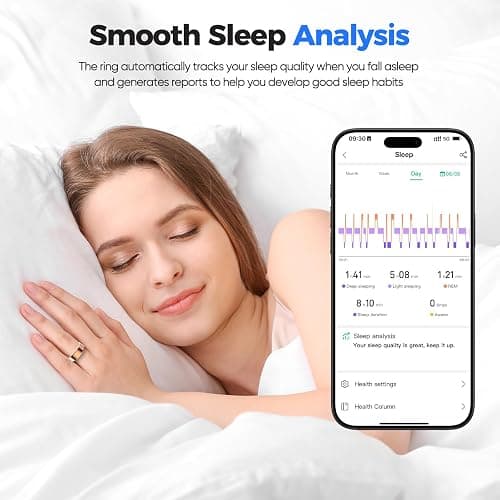 BIEMHA Smart Ring for Women & Men, Health Tracker with Sleep，Exercise Monitoring, iOS&Android Compatible, IP68 Waterproof, No Subscription, 5-Day Battery (Rose Gold, 9) thumbnail 7
