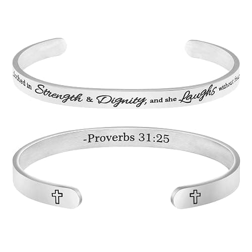 šš”š«š¢š¬šš¢šš§ šš«šššš„ššš¬ for ššØš¦šš§ Inspirational Gifts Bible Verse Religious Faith Jewelry Cuff Bracelet Mothers Day Christmas Birthday Jewelry for Her Mother Daughter - Image 1