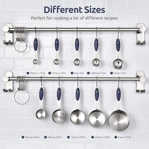 U-Taste Measuring Cups and Spoons: Food Grade 18/8 Stainless Steel Metal Measure Cups and Spoons Set of 10, Upgraded Thickness Handle (Midnight Blue) thumbnail 3