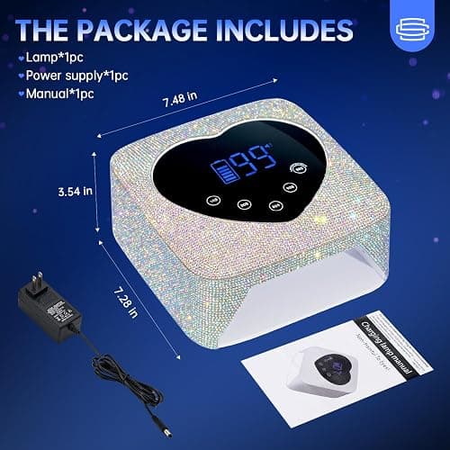 CHRISTINE SHELLY UV LED Nail Lamp 72W Rechargeable Sparkly Wireless Nail Dryer Gel Polish Light with 5 Timer Setting Professional Quick Dry Curing Lamp with Display Auto Sensor for Salon & Home thumbnail 6