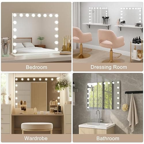 JF HOME BLISS Hollywood Vanity Mirror with Lights Large Lighted Makeup Mirror with Dimmable LED Bulbs Touch Screen Control USB Charging Ports Tabletop or Wall Mounted Makeup Mirror (15LED) thumbnail 7