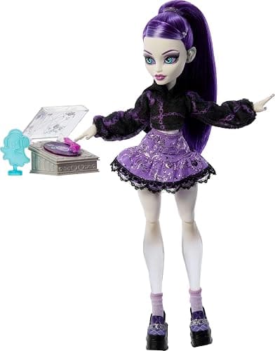 Monster High Self-Scare Secrets Spectra Vondergeist Doll and Accessories Set with 13 Realistic Surprises Like Manicure Kit and Record Player thumbnail 5