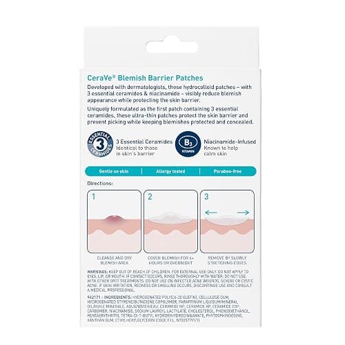 CeraVe Hydrocolloid Blemish Patches, Oil Absorbing Spot Control with Ceramides and Niacinamide, Allergy-Tested & Suitable For Sensitive Skin, Ultra-Thin & Blends Into All Skin Tones, 22ct thumbnail 9