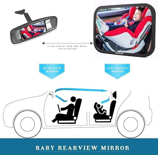 Funbliss Rear Facing Car Seat Mirrors - Shake-proof & Shatterproof Baby Car Mirror for Backseat - Clear Wide View, Easy Install, 2 Pack for Multiple Kids thumbnail 5