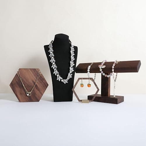 GemeShou Schwarz Halskette-Lagerbehälter-Organisator zum Verkauf, Sammet-Halskette-Halter-Ständer, Schmuck-Büste-Ausstellung-Ständer, Schmuck-Mannequin für die Theke【Schwarz - Mittlere】 thumbnail 2