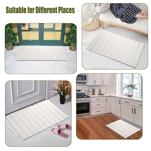 SUMTree Multi-Piece Combination Diatomite Stone Bath Mats, Non-slip washable Modern Mats for Bathroom, Kitchen, Laundry Room, 58 * 39 * 0.8cm (White) thumbnail 5