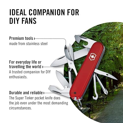 Victorinox Super Tinker Swiss Army Knife, 14 Function Swiss Made Pocket Knife with Large Blade, 2 Screwdrivers and Multipurpose Hook - Red thumbnail 5