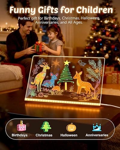 Lumiboards LED Drawing Board for Kids, 2026 New LED Note Board with Colors Doodle Glow Board, 12-inch Light Up Drawing Board with 7 Markers Pen & Tripod, Kids Gift for Birthdays,Christmas,Halloween thumbnail 6