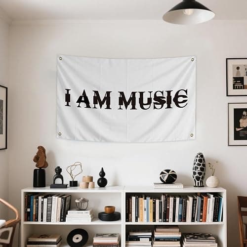 I Am Music Flag 3x5 Ft Funny Rapper Wall Banner, Motivational Quote Flag for Indoor Room College Dorm Hanging Decor thumbnail 6