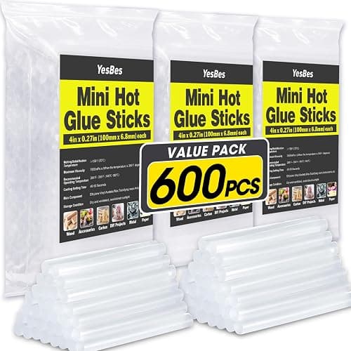 600 Pack Mini Hot Glue Sticks, 4" Long x 0.27" Diameter Glue Sticks for Mini Glue Guns, Multipurpose for Wood, Metal, Glass, Plastic, Floral, Fabric, Leather, Foam, Floral - Image 1