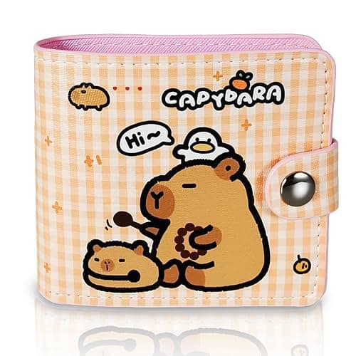 Small Cute Pink Capybara Wallet for Women, Short PU Leather Zipper Cute Coin Purse,Kawaii Animal Print Money Organizer Lightweight Coin Purse,Ideal Accessory & Birthday Gifts - Image 1