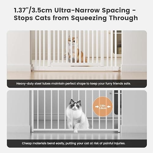 Gardner Pet 51"-87" Extra Tall Cat Gate for Doorway, Wide Adjustable 27.56"-37" Baby Gate Included 4 Extension Kits, Pressure Mounted Safety Full Door Gate for Stairs, Studio, Kitchen (White) thumbnail 5
