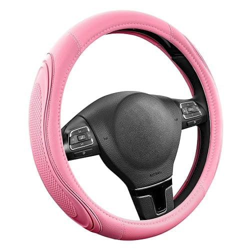 Road Comforts Car Steering Wheel Cover - Microfiber Leather Steering Wheel Wrap Sports 14.5-15 Inch Steering Wheel Cover Non-Slip for Men Women Pink & Pink Color thumbnail 2