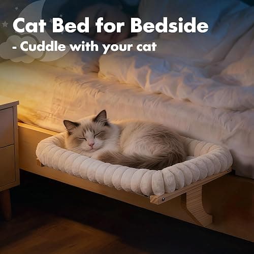 Zoratoo Cloud-Cuddle Cat Perch for Window Sill with Bolster, Natural Wood & Metal Frame Cat Window Seat for Large Cats, Easy to Adjust Zipper Cushion Pet Bed for Windowsill (Large) thumbnail 4