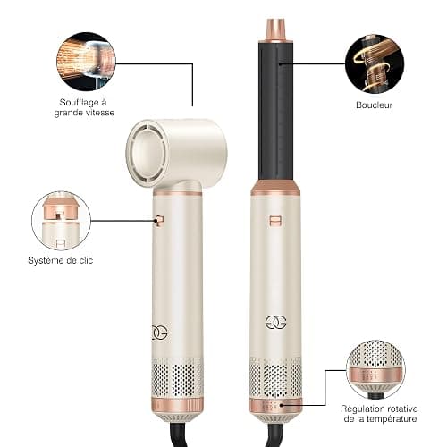Brosse Soufflante avec 5 accessoires, Golden Goods Multistyler Sèche-cheveux, Airstyler 5-en-1, pour sécher, Brosse Coiffante Chauffante, Pour Lisser, Boucler, Sandstone Edition thumbnail 8